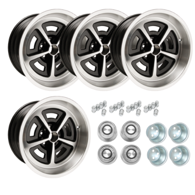 Picture of Mopar Magnum Wheels Package for Dodge/Plymouth Black Powder Coat 17x9"