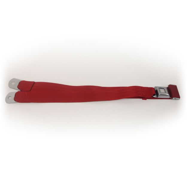 Picture of 1979-1989 Ford Mustang Lap Belt W/O Hardware Non-Retractable - Starburst Push Button Scarlett