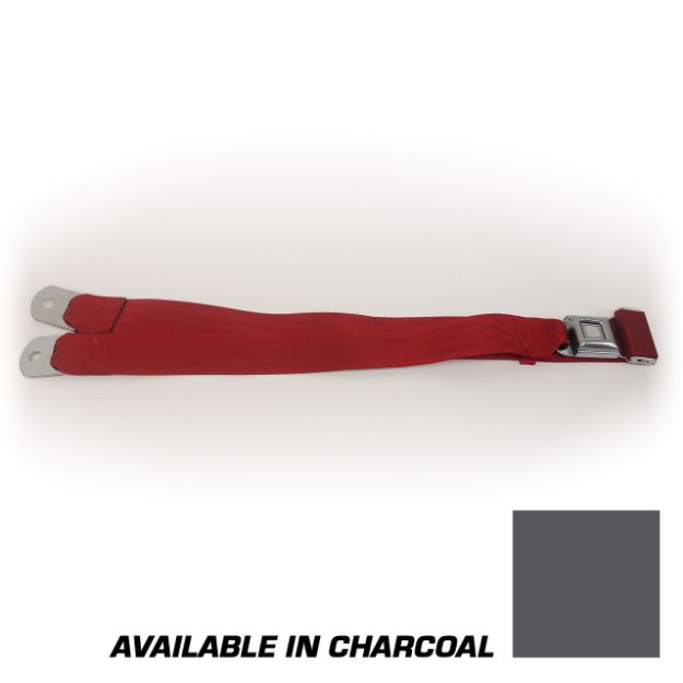 Picture of 1979-1989 Ford Mustang Lap Belt W/O Hardware Non-Retractable - Starburst Push Button Charcoal