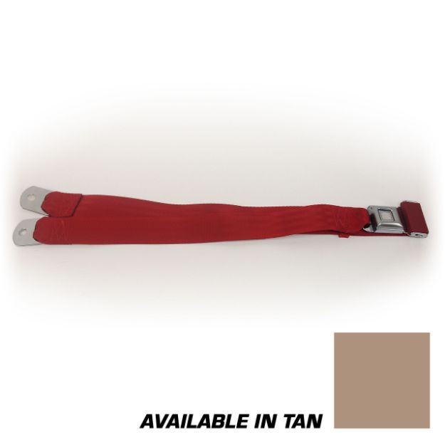 Picture of 1979-1989 Ford Mustang Lap Belt W/O Hardware Non-Retractable - Starburst Push Button Tan