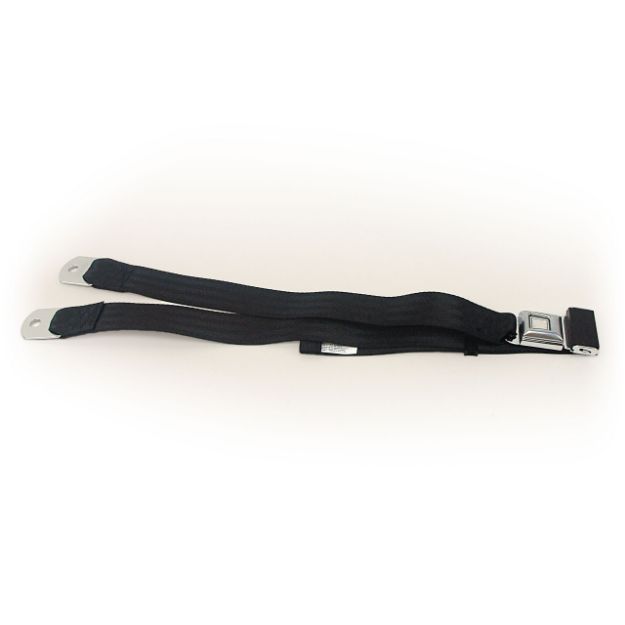Picture of 1979-1989 Ford Mustang Lap Belt W/O Hardware Non-Retractable - Starburst Push Button Black