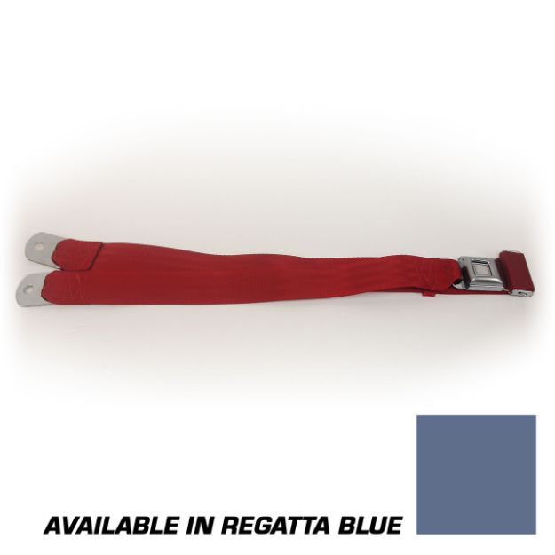 Picture of 1979-1989 Ford Mustang Lap Belt W/O Hardware Non-Retractable - Starburst Push Button Regatta Blue