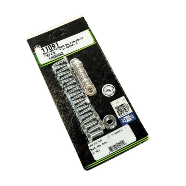 Picture of 1970-1974 Ford Mustang Chrome Oil Pan Bolts. 351C/400 W/Oval Logo