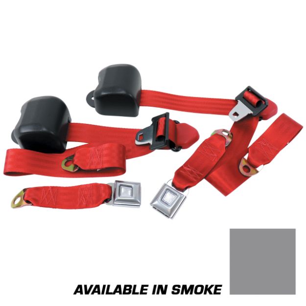 Picture of 1990-1993 Ford Mustang Front Seat Belts. Starburst Push Button - Coupe - Smoke