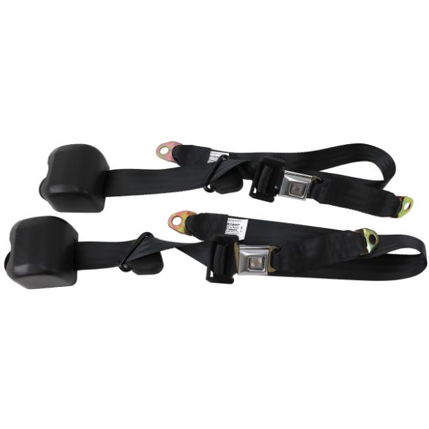 Picture of 1990-1993 Ford Mustang Front Seat Belts. Starburst Push Button - Coupe - Black