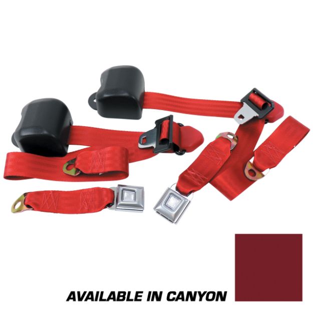 Picture of 1990-1993 Ford Mustang Front Seat Belts. Starburst Push Button - Coupe - Canyon