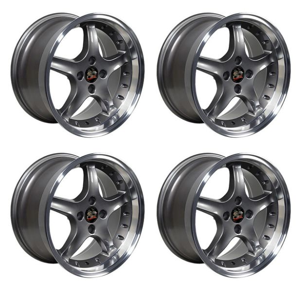 Picture of 1979-1993 Ford Mustang Wheel Set, 17" 1995 Cobra R Style 4 Lug In Anthracite 9"