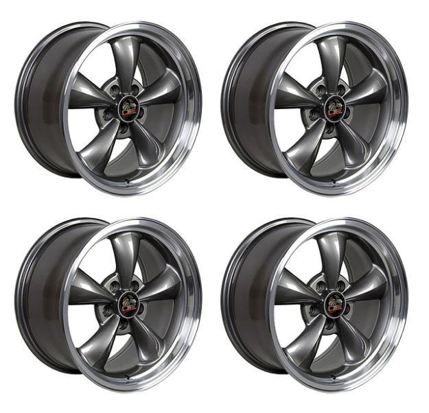 Picture of 1979-2004 Ford Mustang Wheel Set, 17" Bullitt Style, 5 Lug, Anthracite Machined Lip 9"