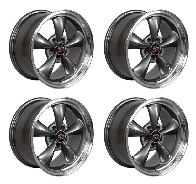 Picture of 1979-2004 Ford Mustang Wheel Set, 18 Bullitt Style, 5 Lug, Anthracite Machined Lip 9"