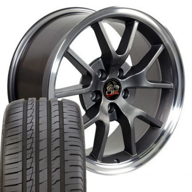 Picture of 1979-2004 Ford Mustang Mounted Tire & Wheel Package - 18" FR500 Style - Anthracite W/Ironman Tires