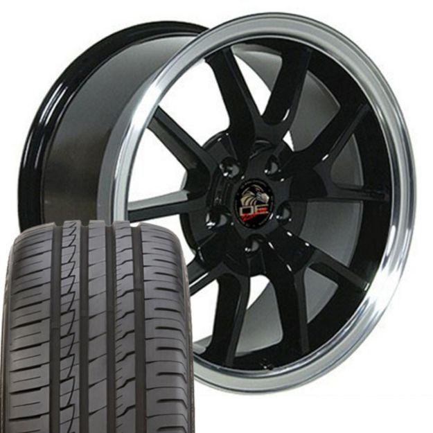Picture of 1979-2004 Ford Mustang Mounted Tire & Wheel Package - 18" FR500 Style - Black W/Ironman Tires