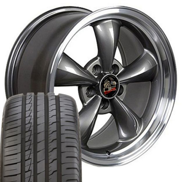 Picture of 1979-2004 Ford Mustang Mounted Tire & Wheel Package - 18" Bullitt Style - Anthracite W/Ironman Tires