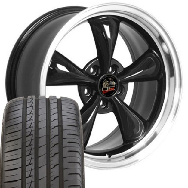 Picture of 1979-2004 Ford Mustang Mounted Tire & Wheel Package - 18" Bullitt Style - Black W/Ironman Tires