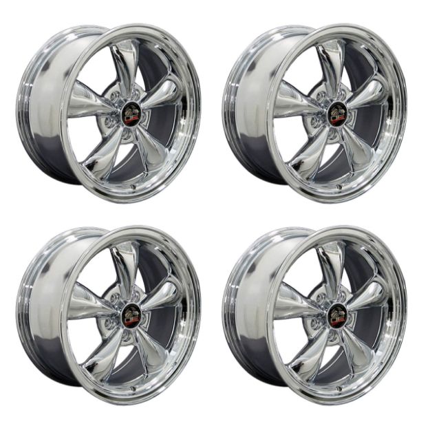 Picture of 1979-2004 Ford Mustang Wheel Set, 17" Bullitt Style, 5 Lug, Chrome 8"