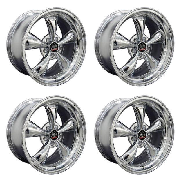 Picture of 1979-2004 Ford Mustang Wheel Set, 17" Bullitt Style, 5 Lug, Chrome 9"