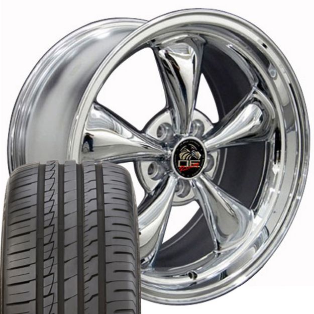 Picture of 1979-2004 Ford Mustang Mounted Tire & Wheel Package - 18" Bullitt Style - Chrome W/Ironman Tires