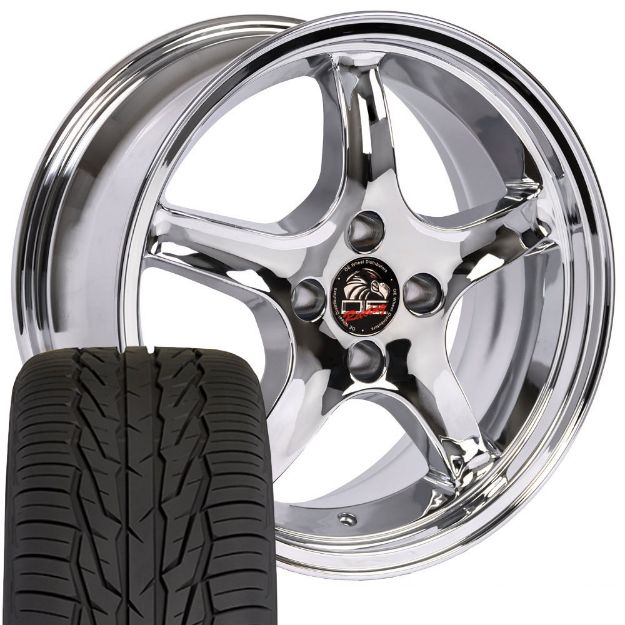 Picture of 1979-1993 Ford Mustang Mounted Tire & Wheel Package - 17" Cobra R Style - Chrome W/Extensa HP Tires