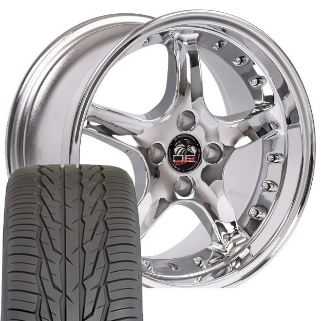Picture of 1979-1993 Ford Mustang Mounted Tire & Wheel Package - 17" Cobra R Style - Chrome W/Extensa HP Tires