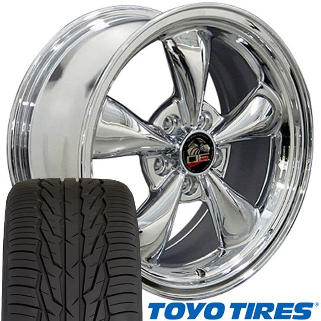 Picture of 1979-2004 Ford Mustang Mounted Tire & Wheel Package - 17" Bullitt Style - Chrome W/Extensa HP Tires