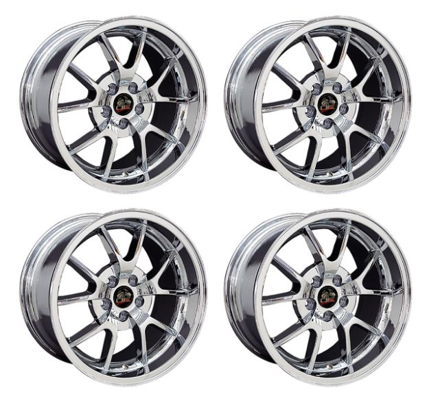 Picture of 1979-2004 Ford Mustang Wheel Set, 18" FR500 Style Wheels, 5 Lug, Chrome Staggered