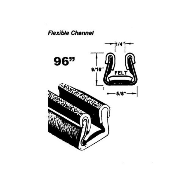 Picture of Metro Flexible Glass-Run Channel With Pile Lining, Rubber covered, 96" Long; WC 9-96