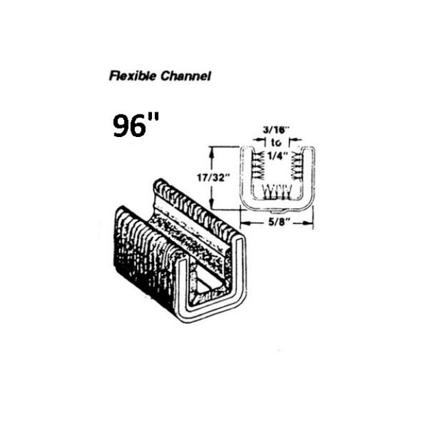 Picture of Metro Flexible Glass-Run Channel 96 in. Long, Unbeaded, Pile-lined; WC 26-96
