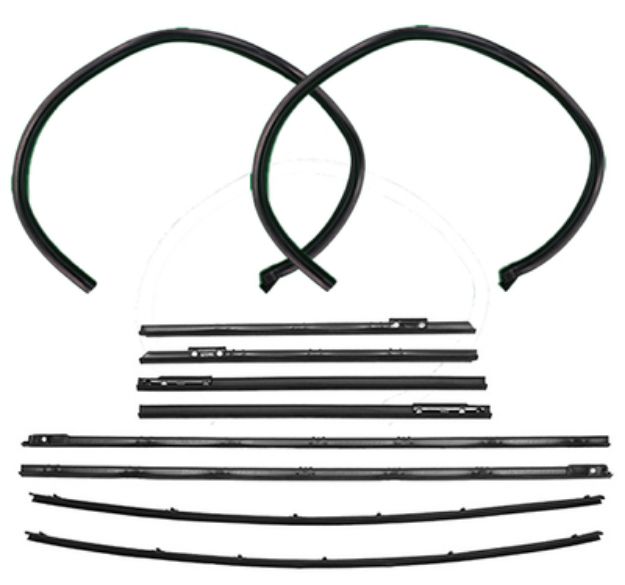 Picture of 1964 Chevelle Convertible Superkit Authentic Window Felts Whiskers Kit & Glass Run Set (10pcs)