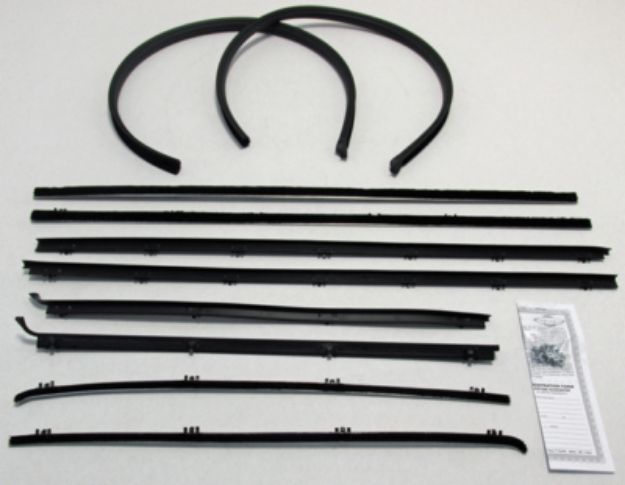 Picture of 1964 Chevelle 2 Door Sedan Superkit Authentic Window Felts Whiskers Kit & Glass Run Set (10pcs)