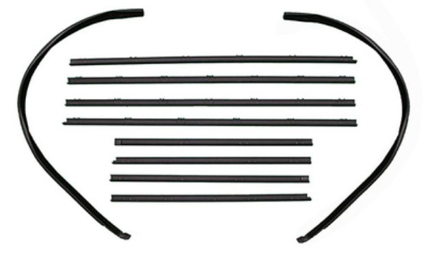 Picture of 1964 Chevelle 4 Door Sedan Superkit Authentic Window Felts Whiskers Kit & Glass Run Set (10pcs)