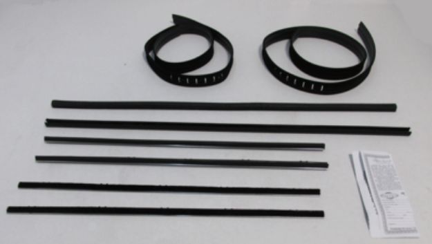 Picture of 1967-72 G.M. Truck Superkit Authentic Window Felts Whiskers Kit With Chrome Bead, Division Bars, & Upper Channels (8pcs)