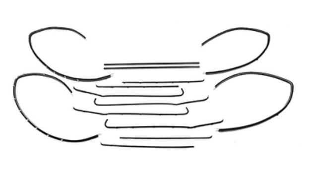 Picture of 1955-57 Deluxe 2 Door Sedan (Except Bel Air) Authentic Window Felts Whiskers Kit, With Clipped Upper & Lower Channels (14pcs)