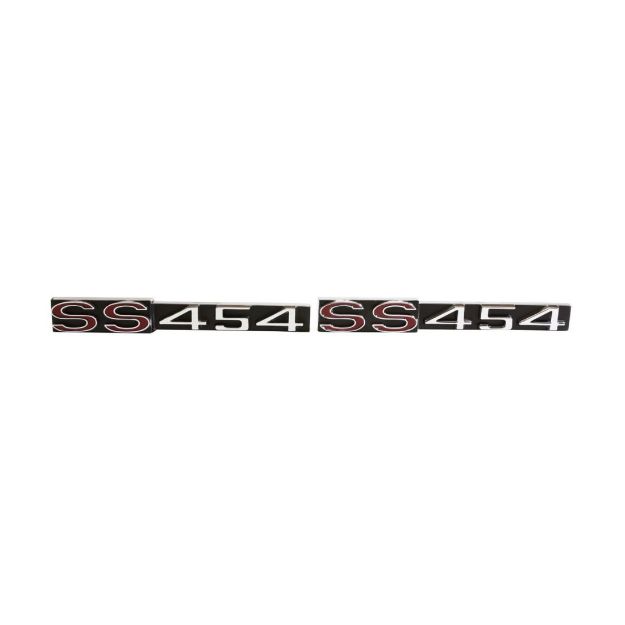 Picture of 1970-1971 Monte Carlo Rocker Panel Emblem SS 454 in Red, Sold as a Pair
