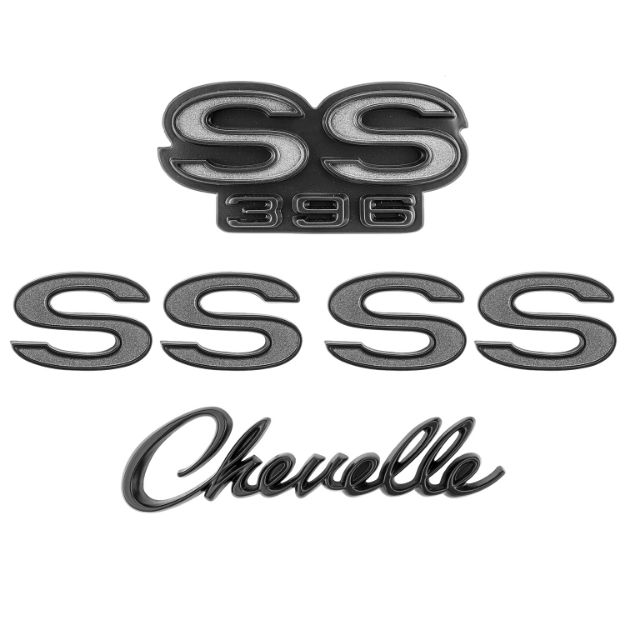 Picture of 1968-69 Chevrolet Chevelle Emblem Kit Black & Gray. Sold as a Set