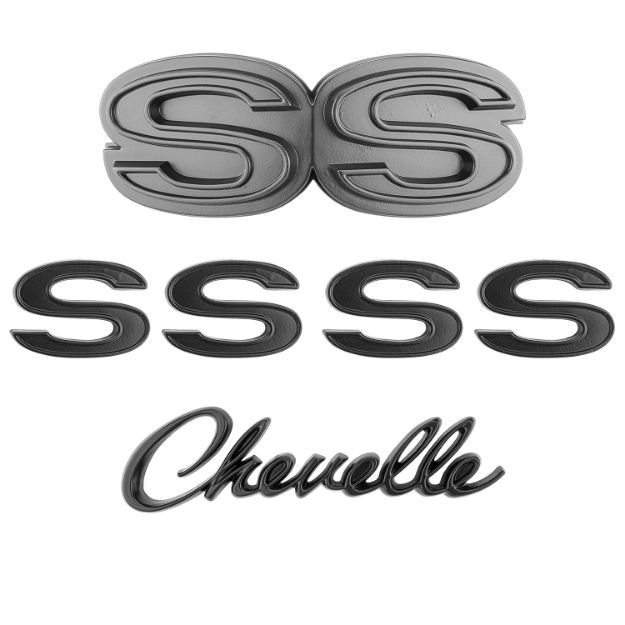 Picture of 1970-72 Chevrolet Chevelle Emblem Kit Black. Sold as a Set