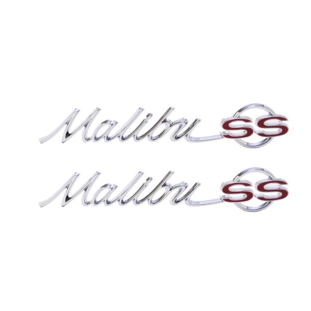 Picture of 1965 Chevelle Rear Quarter Emblem, “Malibu SS”, Sold as a Pair