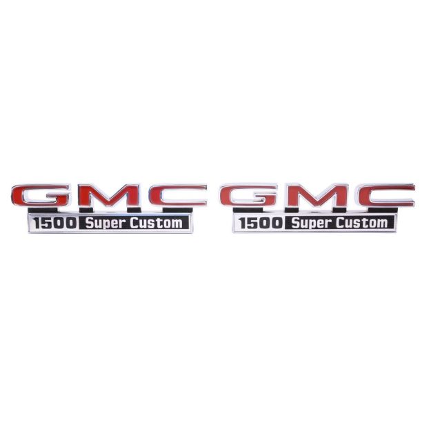 Picture of 1971-1972 GMC Truck Front Fender Emblem, “GMC 1500 Super Custom”, Sold as a Pair