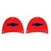 Picture of 1957 Full-Size Chevrolet Red Tail Light Lens with Blue Bowtie Chrome Trim Pair