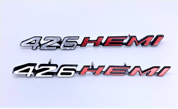 Picture of 1970-1971 Plymouth HEMI CUDA Shaker Hood Scoop Emblem - Polished Chrome Finish, 3-Pin Mount
