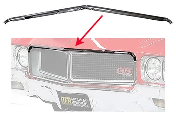 1970 Buick Gran Sport & GS-455  Front Hood Lip Molding - Die Cast Chrome Plated