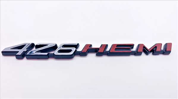 2008-Present Dodge Challenger & Charger Retro 426 HEMI Emblem - Chrome with HEMI Orange for Hood, Shaker, or Fender